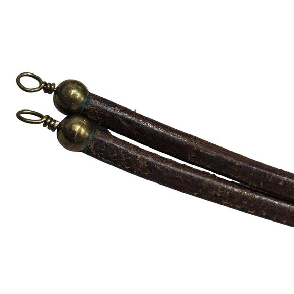 Brass Inlay Buckle Double-Layer Leather Belt Stone Accents Possibly Homemade - Picture 3 of 11